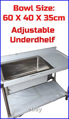 Brand New 4FT Stainless Steel Single Bowl Sink Commercial Kitchen & Catering