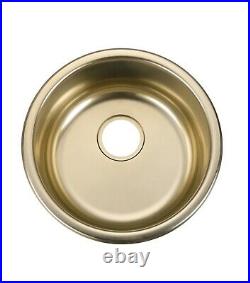 Burnished Brass Gold stainless steel Single Round bowl kitchen sink trough 420mm