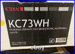 CDA KC23WH Handmade Single Bowl Ceramic Reversible Kitchen Sink in White NEW