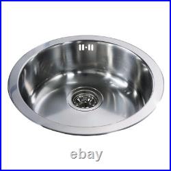 CDA Kitchen Cabinet Unit Single Round Bowl Sink Stainless Steel KR21SS