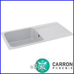 Carron Phoenix Columba 1.0 Bowl Arctic White Reversible Kitchen Sink & Waste Kit