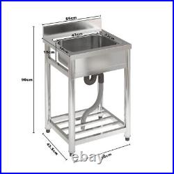 Catering Deep Sink Kitchen Unit Stainless Steel Single Bowl with Shelf Drainer Kit