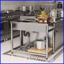 Catering Kitchen Sink Single Bowl Stainless Steel Basin With Right Worktop Table