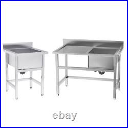 Catering Kitchen Sink Stainless Steel Single/Dual Bowl Handmade Wash Table Unit
