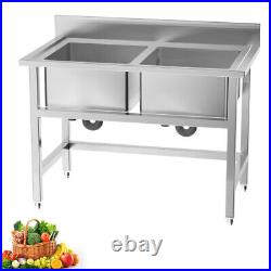 Catering Kitchen Sink Stainless Steel Single/Dual Bowl Handmade Wash Table Unit