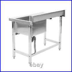 Catering Single Bowl Kitchen Sink Wash Table Steel Left Hand Platform Commercial
