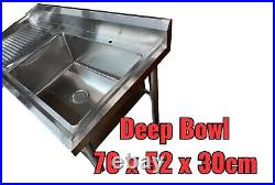 Catering Sink Commercial Kitchen Stainless Steel Single Bowl Drainer Unit