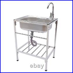 Catering Sink Commercial Kitchen Stainless Steel Single Bowl Drainer Unit+Faucet