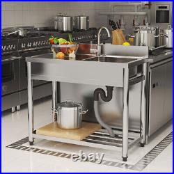 Catering Sink Commercial Kitchen Stainless Steel Single Bowl & LHD Platform Unit