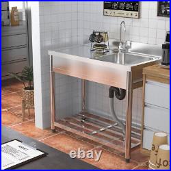 Catering Sink Commercial Kitchen Stainless Steel Single Bowl & LHD Platform Unit