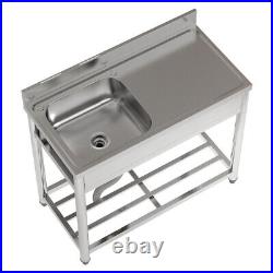 Catering Sink Commercial Kitchen Stainless Steel Single Bowl RHD Table & Drainer