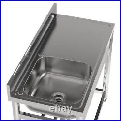Catering Sink Commercial Kitchen Stainless Steel Single Bowl With Right Platform