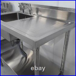 Catering Sink Commercial Stainless Steel 100cm / 100mm Single Bowl Sink Kitchen
