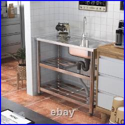 Catering Sink Home/Commercial Kitchen Stainless Steel Single Bowl Drainer Unit