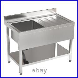 Catering Sink Stainless Steel Commercial Kitchen Single Bowl Left Hand Drainer