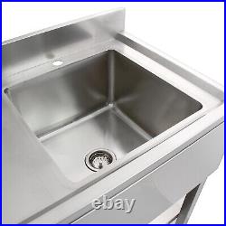 Catering Sink Stainless Steel Commercial Kitchen Single Bowl Left Right Drainer