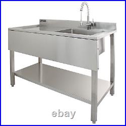 Catering Sink Stainless Steel Commercial Kitchen Single Bowl Left Right Drainer