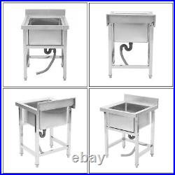 Catering Sink Stainless Steel Kitchen Commercial Single Bowl Wash Table Basin