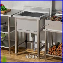Catering Sink Stainless Steel Kitchen Single Bowl with Drainer Kit & Back Splash