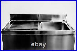 Catering Sink Stainless Steel Single Bowl Commercial Kitchen Left Hand Drainer