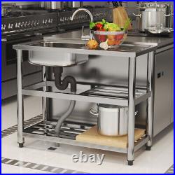 Catering Sink Stainless Steel Single Bowl Commercial Kitchen Reversible Drainer