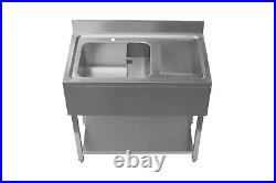 Catering Sink Stainless Steel Single Bowl Commercial Kitchen Right Hand Drainer