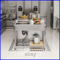 Catering Sink Stainless Steel Single Bowl Commercial Restaurant Kitchen Drainer