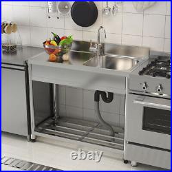 Catering Sink Stainless Steel Single Bowl Commercial Restaurant Kitchen With Shelf