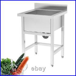 Catering Sink Stainless Steel Single Bowl &Drainer Kitchen Wash Table Freestand
