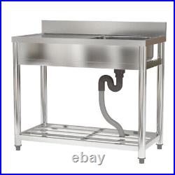 Catering Stainless Steel Sink Kitchen Single Bowl Unit LH Platform with Shelf UK