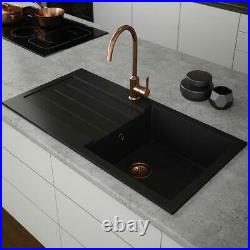 Comite Granite Single Bowl Kitchen Sink & Waste Black (19904) Black