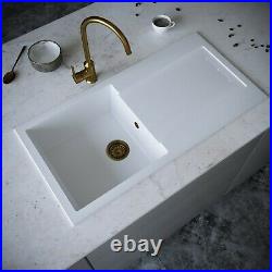 Comite Single Bowl Kitchen Sink White Reversible Drainer Waste Included