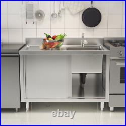 Commercial Catering Kitchen Table Sink Stainless Steel Single Bowl Drainer Unit
