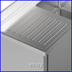 Commercial Catering Kitchen Table Sink Stainless Steel Single Bowl Drainer Unit