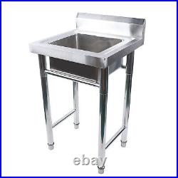 Commercial Catering Sink Stainless Steel Hand Wash Kitchen Single Bowl Drainer