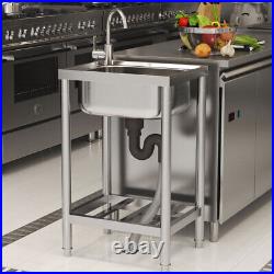 Commercial Catering Stainless Steel Kitchen Single Double Bowl Sink With Waste