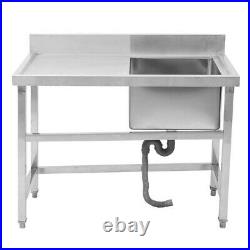 Commercial Catering Stainless Steel Kitchen Sink Single Bowl Washing Basin Table