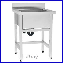 Commercial Catering Stainless Steel Kitchen Wash Table Deep Pot Sink Single Bowl