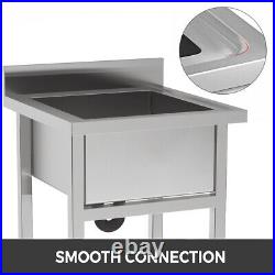 Commercial Catering Stainless Steel Sink Kitchen Wash Table Single Bowl 60X60 cm
