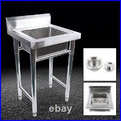 Commercial Catering Stainless Steel Sink Kitchen Wash Table Single Bowl Durable