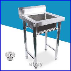 Commercial Catering Stainless Steel Sink with Legs Kitchen Wash Table Single Bowl