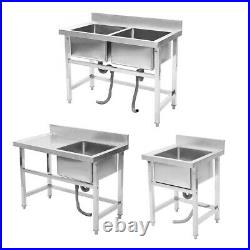 Commercial Kitchen Sink Free Standing Stainless Steel Catering Washing Pre Table