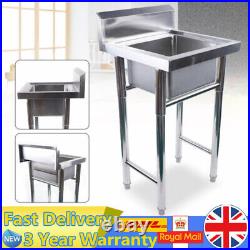 Commercial Kitchen Sink Square Catering Sink Single Bowl Drainer Stainless Steel