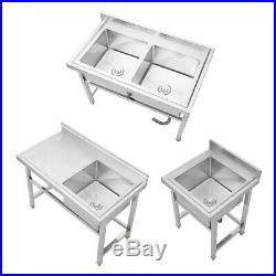 Commercial Kitchen Sink Stainless Steel Catering Ware-washing Bowl Basin Unit