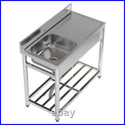 Commercial Kitchen Sink Stainless Steel Single Bowl & Right Platform Cafe Bistro