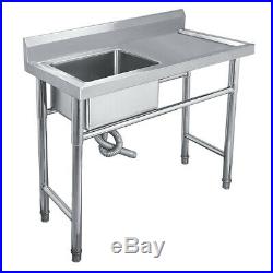 Commercial Kitchen Sink Stainless Steel Sink 100cm Wash Table Unit Single Bowls