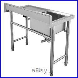 Commercial Kitchen Sink Stainless Steel Sink 100cm Wash Table Unit Single Bowls