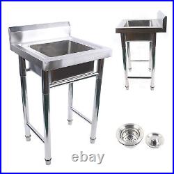 Commercial Kitchen Stainless Catering Sink Restaurant Wash Table Single Bowl New