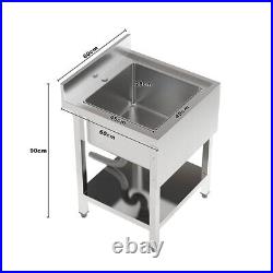 Commercial Kitchen Stainless Steel Sink Catering Prep Drain Table 1/2 Bowls Unit