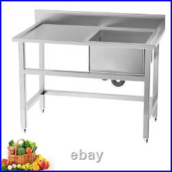 Commercial Single Bowl Kitchen Sink Catering Wash Table with Left Hand Platform